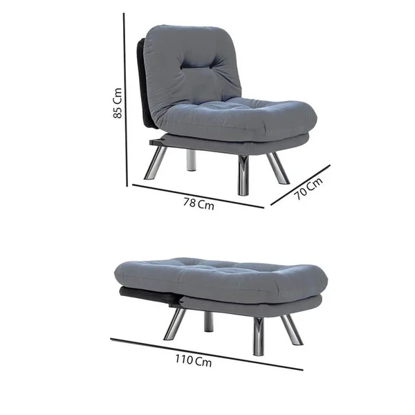 Fauteuil convertible banquette beige pieds chromés CUSCO