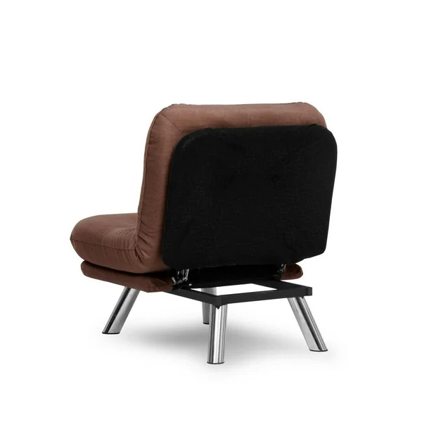 Fauteuil convertible banquette marron pieds chromés CUSCO