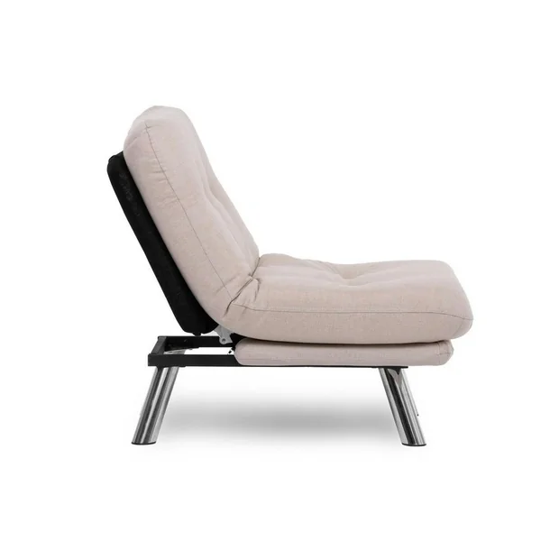 Fauteuil convertible banquette écru pieds chromés CUSCO