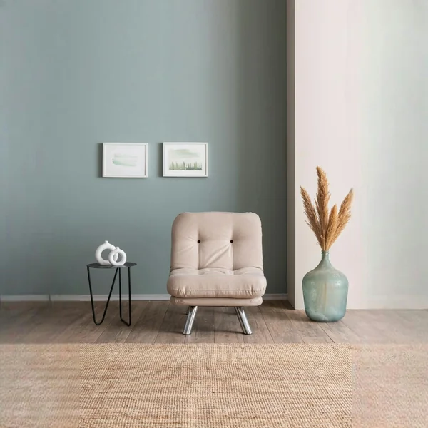 Fauteuil convertible banquette écru pieds chromés CUSCO
