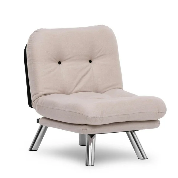 Fauteuil convertible banquette écru pieds chromés CUSCO