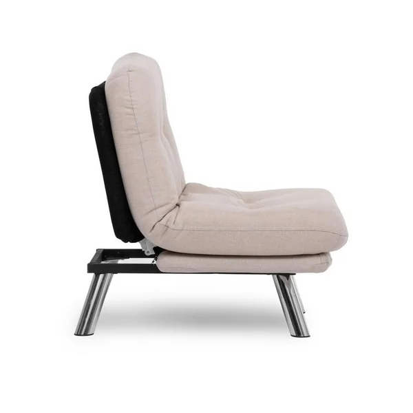 Fauteuil convertible banquette écru pieds chromés CUSCO