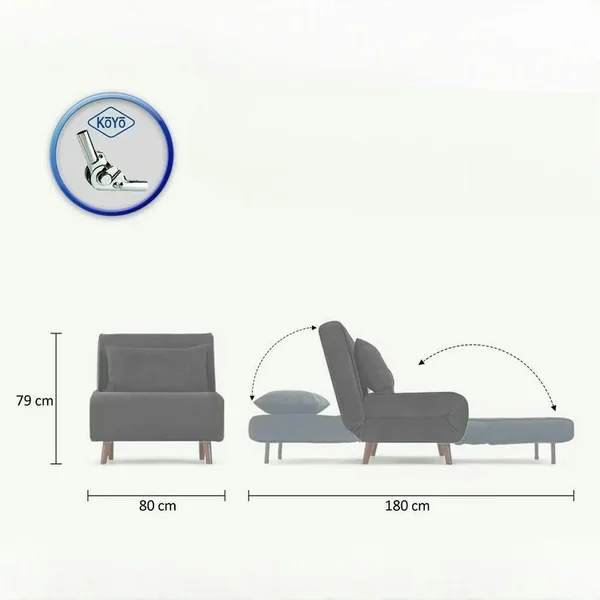Fauteuil convertible gris chiné, couchage 180 cm COPALA
