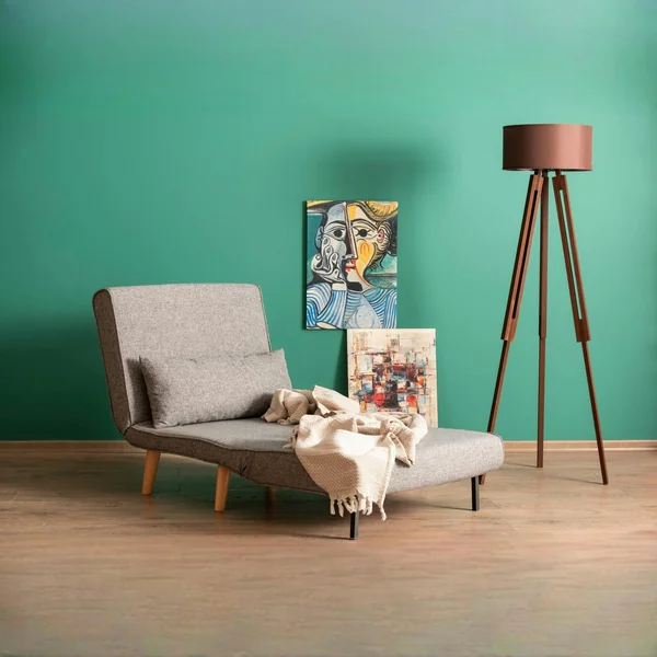 Fauteuil convertible gris clair chiné, couchage 180 cm COPALA