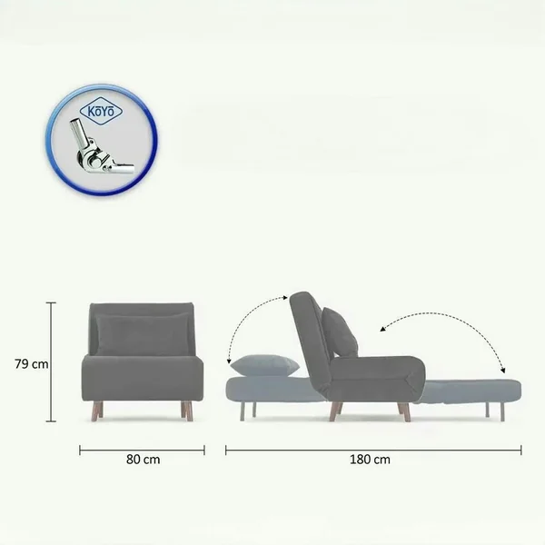 Fauteuil convertible gris clair chiné, couchage 180 cm COPALA