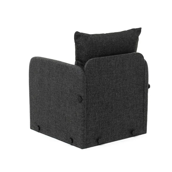Fauteuil convertible gris foncé lin couchage 200 cm ORURO