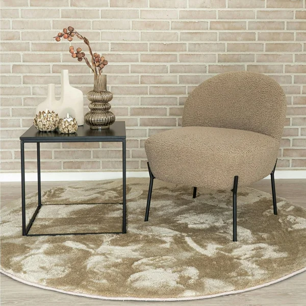 Fauteuil de salon en bouclette gris brun design organique BERLIN