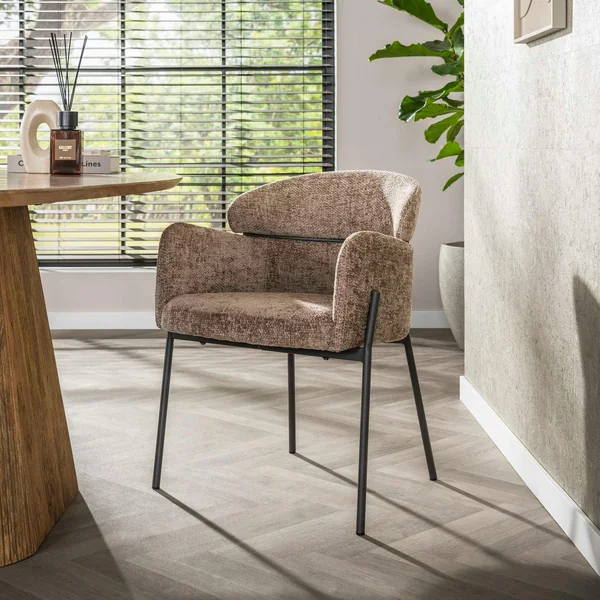Fauteuil de table beige chaud dossier rond (lot de 2) GALWAY