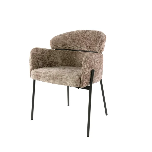 Fauteuil de table beige chaud dossier rond (lot de 2) GALWAY