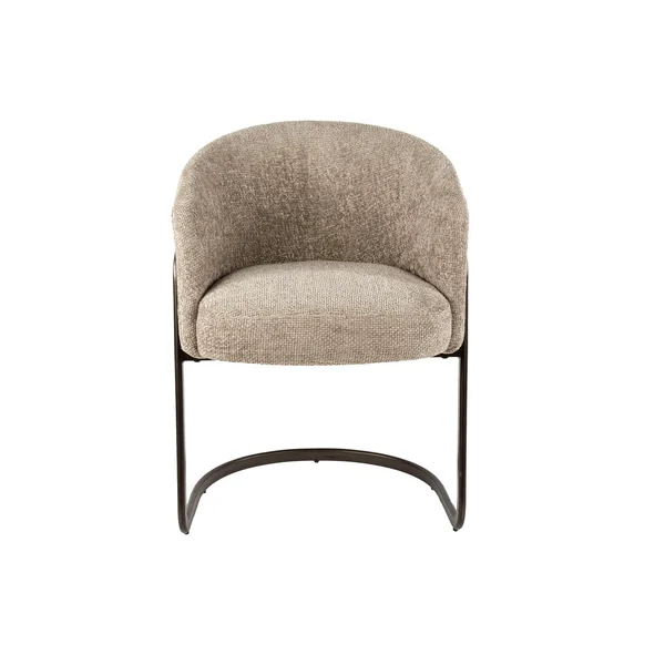 Fauteuil de table beige chenille pied luge bronze (lot de 2) ASCOLI