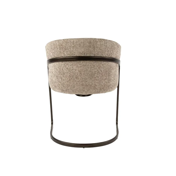 Fauteuil de table beige chenille pied luge bronze (lot de 2) ASCOLI