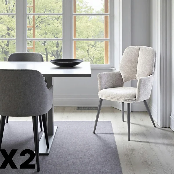 Fauteuil de table gris à dossier ouvert (lot de 2) LIGURIE