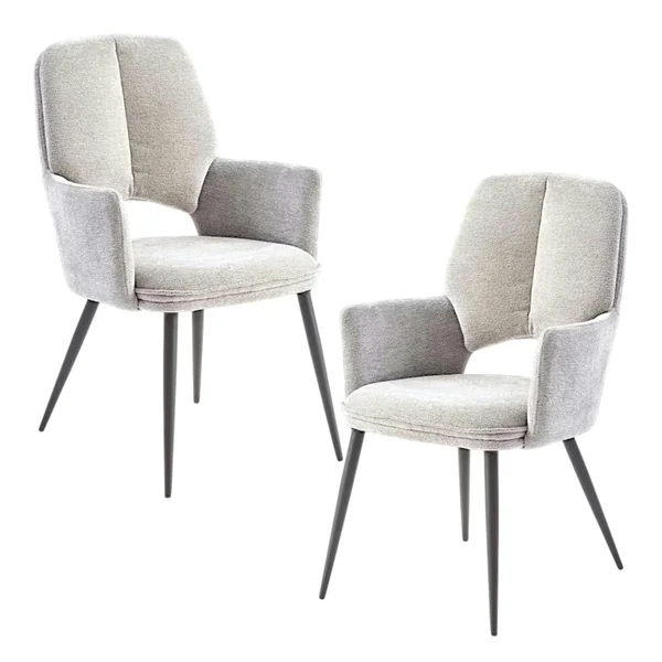 Fauteuil de table gris à dossier ouvert (lot de 2) LIGURIE