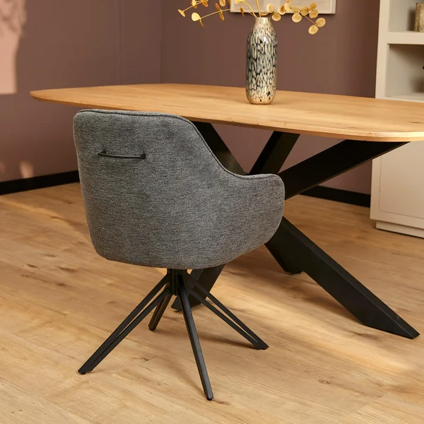 Fauteuil de table pivotant gris foncé à poignée (lot de 2) CORTINA