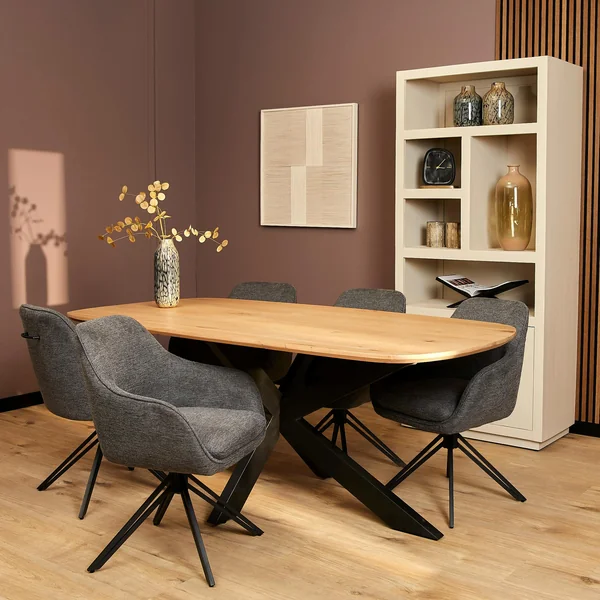 Fauteuil de table pivotant gris foncé à poignée (lot de 2) CORTINA