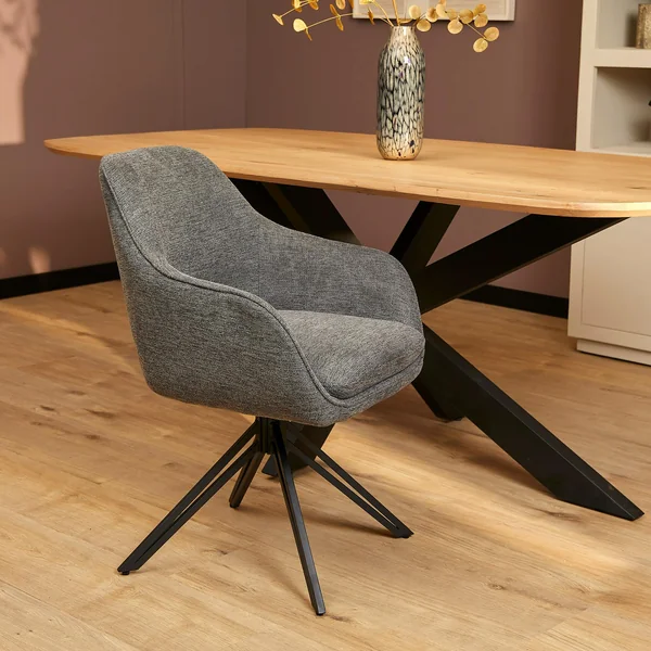 Fauteuil de table pivotant gris foncé à poignée (lot de 2) CORTINA