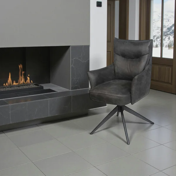 Fauteuil de table pivotant gris foncé à poignée (lot de 2) LOMBARDIE