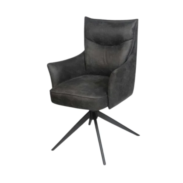 Fauteuil de table pivotant gris foncé à poignée (lot de 2) LOMBARDIE