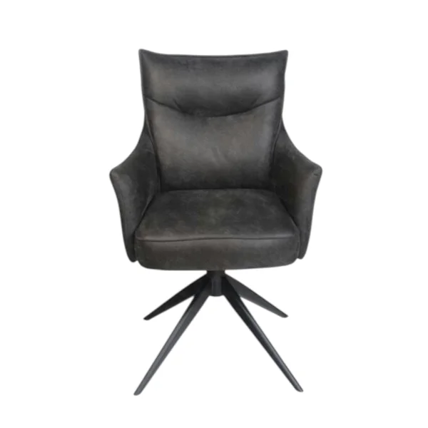 Fauteuil de table pivotant gris foncé à poignée (lot de 2) LOMBARDIE