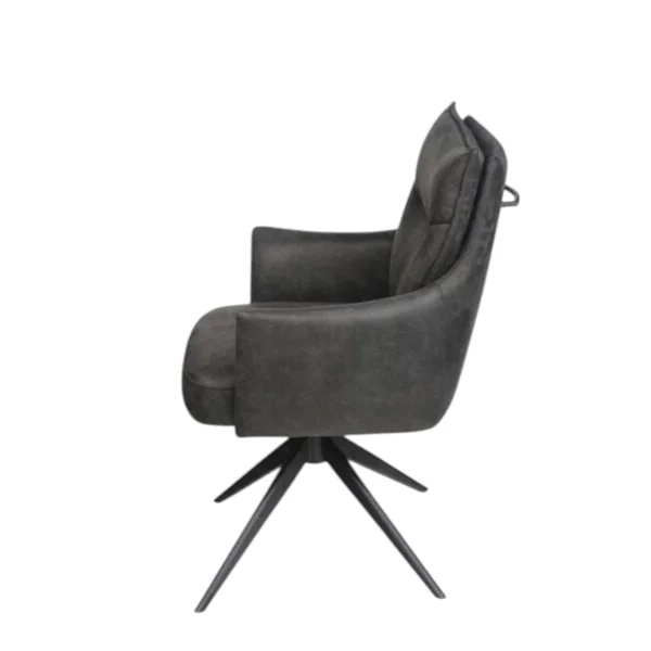 Fauteuil de table pivotant gris foncé à poignée (lot de 2) LOMBARDIE