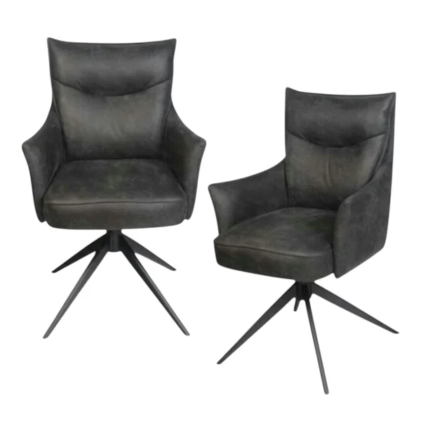 Fauteuil de table pivotant gris foncé à poignée (lot de 2) LOMBARDIE