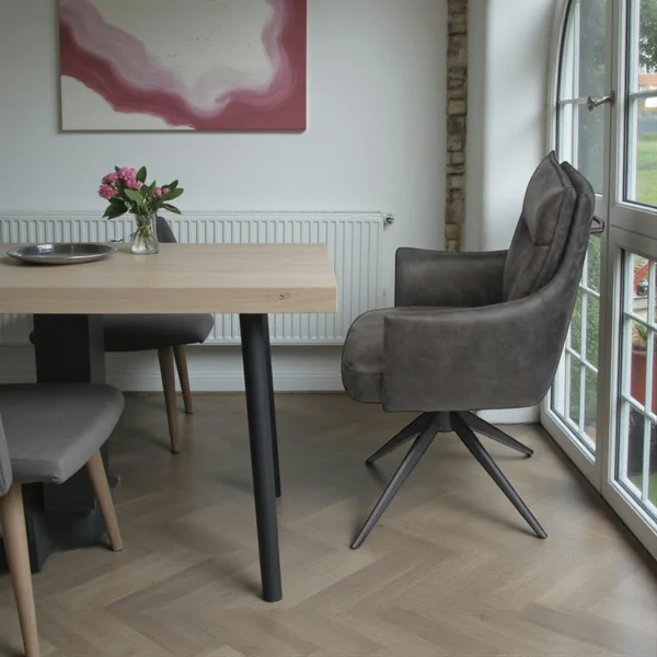 Fauteuil de table pivotant gris foncé à poignée (lot de 2) LOMBARDIE
