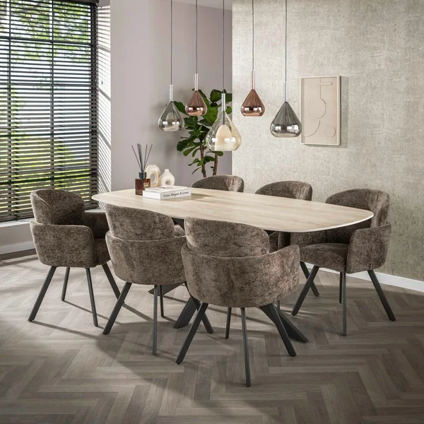 Fauteuil de table pivotant taupe texturé (lot de 2) CREEK
