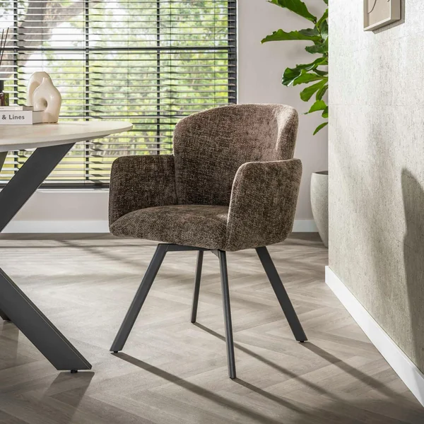 Fauteuil de table pivotant taupe texturé (lot de 2) CREEK