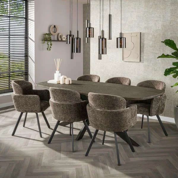 Fauteuil de table pivotant taupe texturé (lot de 2) CREEK