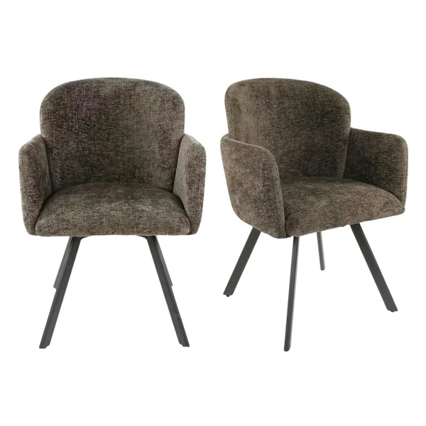 Fauteuil de table pivotant taupe texturé (lot de 2) CREEK