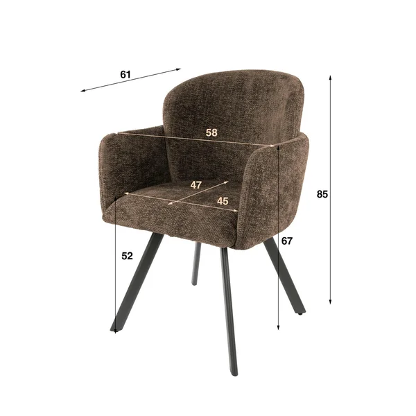 Fauteuil de table pivotant taupe texturé (lot de 2) CREEK