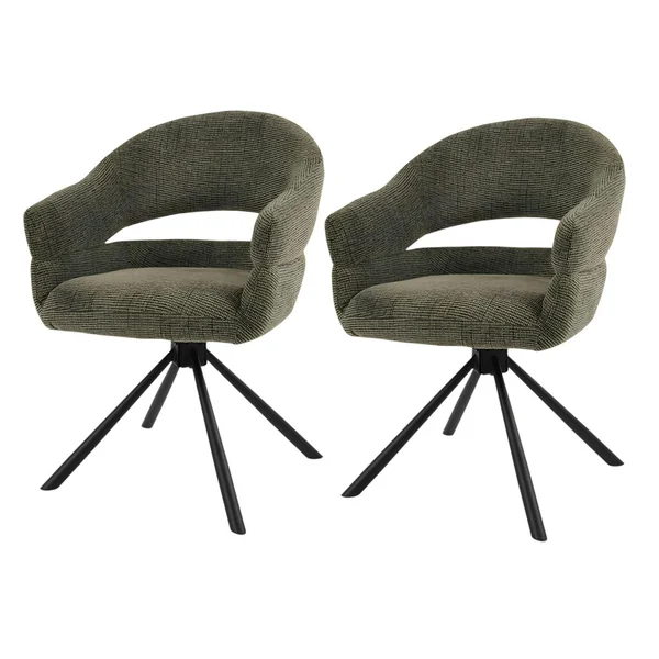 Fauteuil de table pivotant vert à dos ouvert (lot de 2) IENA