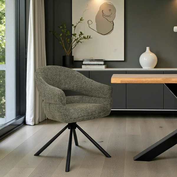 Fauteuil de table pivotant vert à dos ouvert (lot de 2) IENA
