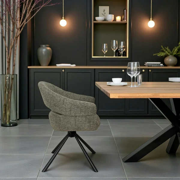 Fauteuil de table pivotant vert à dos ouvert (lot de 2) IENA