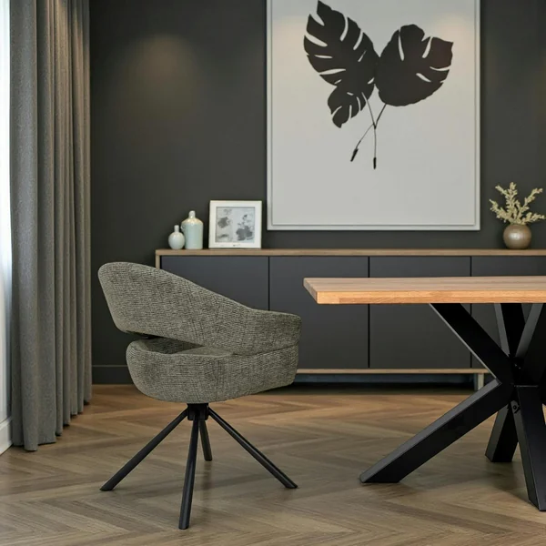 Fauteuil de table pivotant vert à dos ouvert (lot de 2) IENA