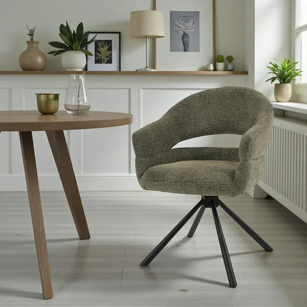 Fauteuil de table pivotant vert à dos ouvert (lot de 2) IENA