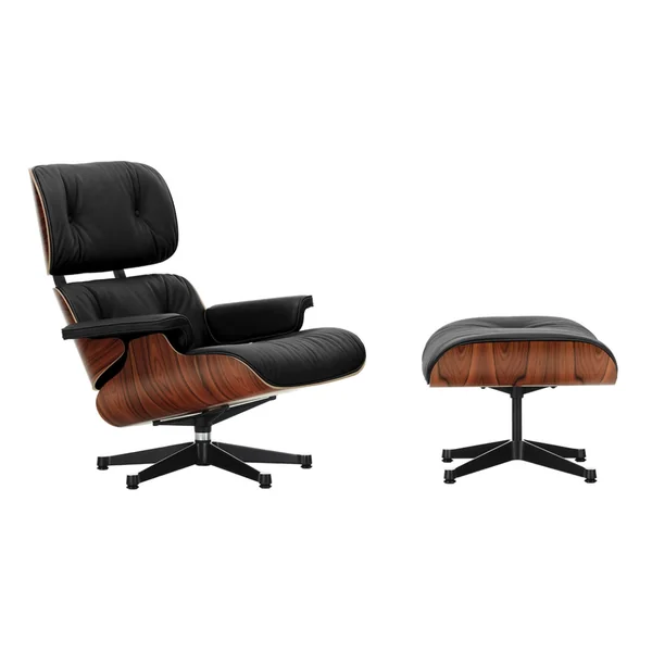 Fauteuil EAMES LOUNGE & OTTOMAN Cuir Premium noir/ Palissandre VITRA