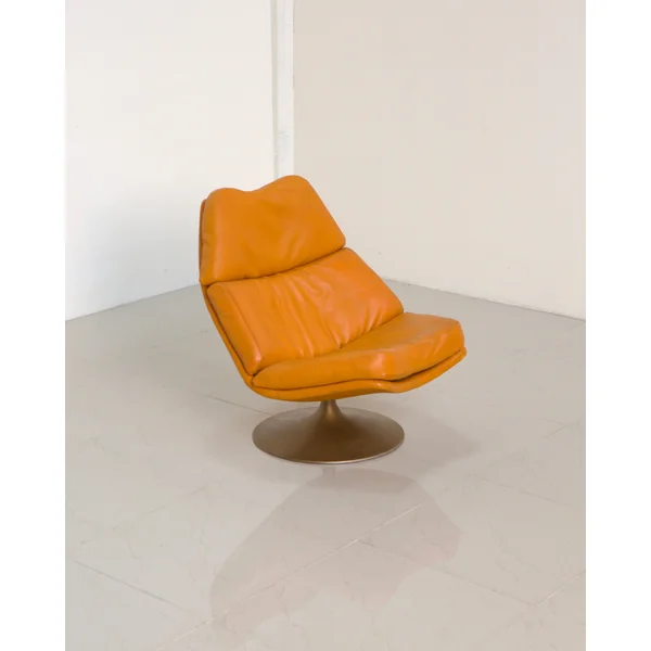 Fauteuil "F510" en cuir cognac par Geoffrey Harcourt pour Artifort 60's