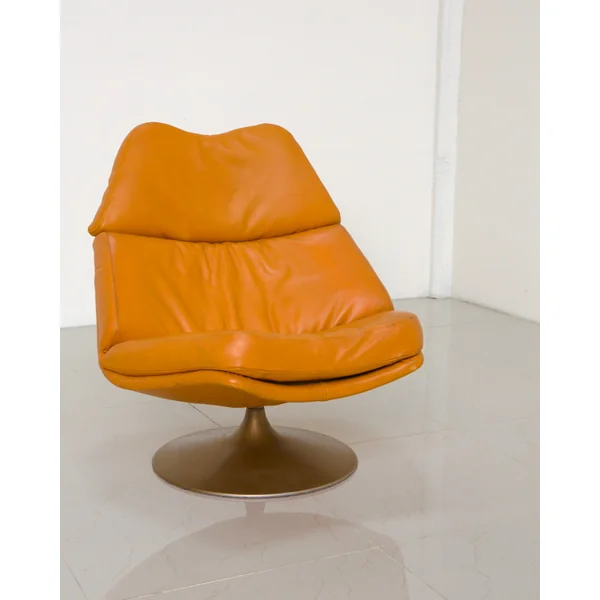 Fauteuil "F510" en cuir cognac par Geoffrey Harcourt pour Artifort 60's