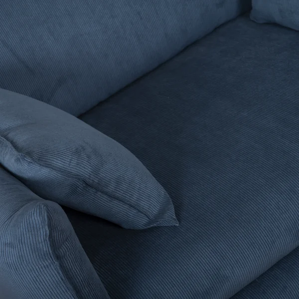 Fauteuil XXL velours côtelé Orion - Bleu Prusse