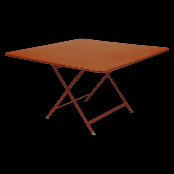 FERMOB Table Carrée Pliante 128 x 128 cm Caractère en Acier - Orange Confite