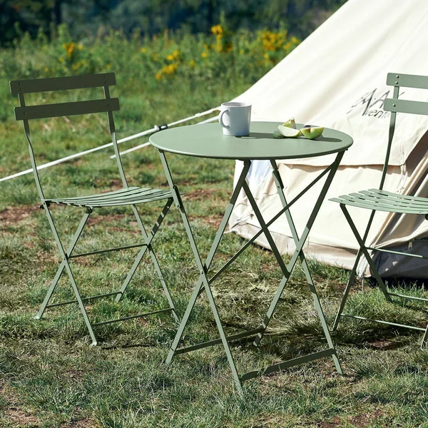 FERMOB Table Ronde Pliante Ø60 cm Bistro en Acier - Blanc