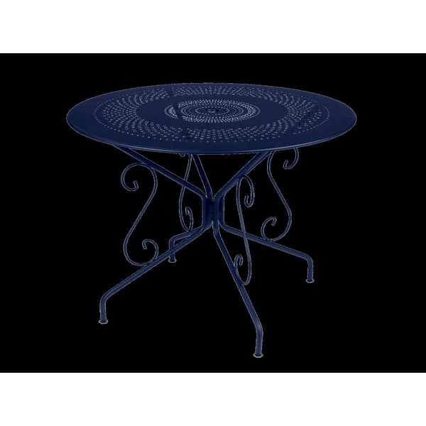 FERMOB Table Ronde Ø96 cm Montmartre en Acier - Bleu Abysse