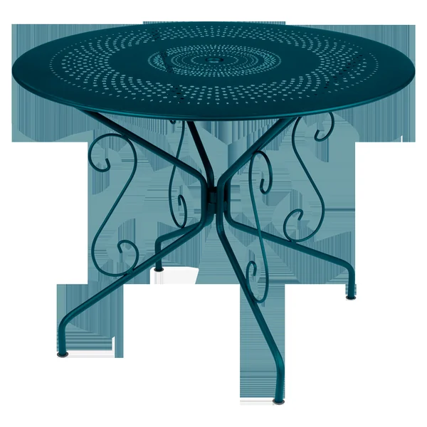 FERMOB Table Ronde Ø96 cm Montmartre en Acier - Bleu Acapulco