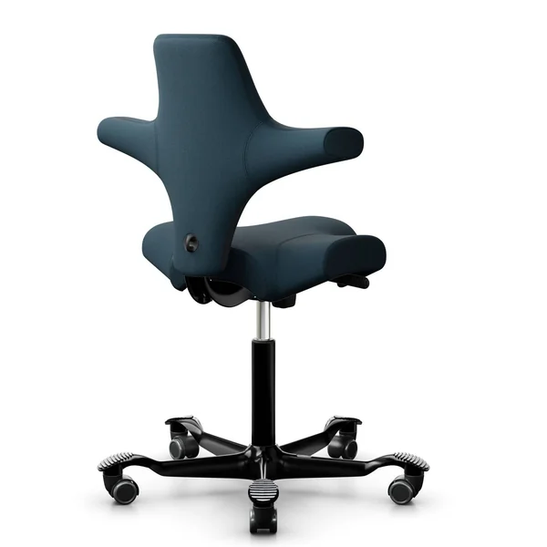 FLOKK Chaise de bureau assis debout Capisco 8106 - Bleu - Roulettes pour sol souple