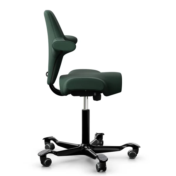 FLOKK Chaise de bureau assis debout Capisco 8106 - Vert foncé - Roulettes pour sol dur