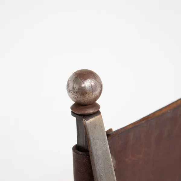 French pair of Iron Curule Chairs in Leather