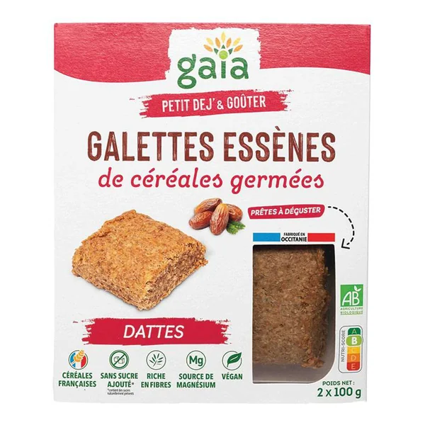 Galettes essènes de céréales germées aux dattes bio Gaia - 2 x 100 g