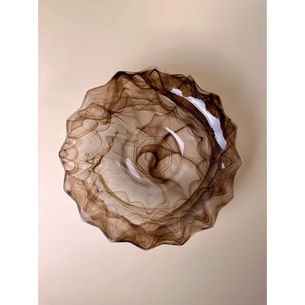 German Art Deco Cloud Glass Bowl with pointed rim around 1930