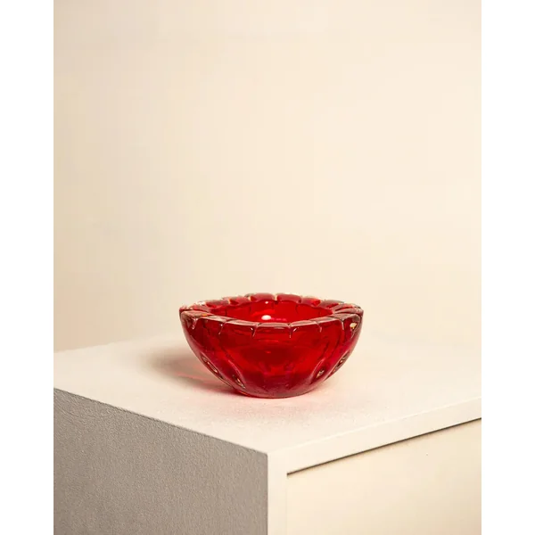 Grand vide-poches en verre de murano rouge 60's